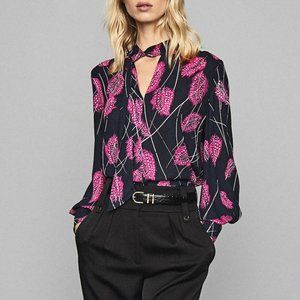 Reiss Lily Pink Feather Blouse Size US 10/ UK14